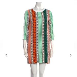 Sandro Shift Dress Womens Size 1 Multicolor Geometric Striped Retro Mod Chic